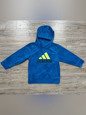 Adidas Blue Hoodie with Neon Yellow Logo for Kids